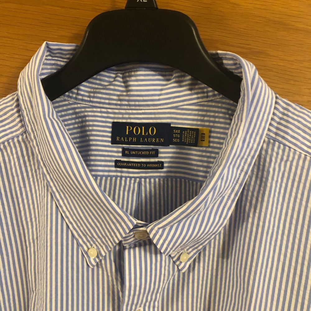 NWOT Polo Ralph Lauren RL Untucked Fit Seersucker Short Sleeve Shirt Sz 5XB 5XL - Picture 6 of 8